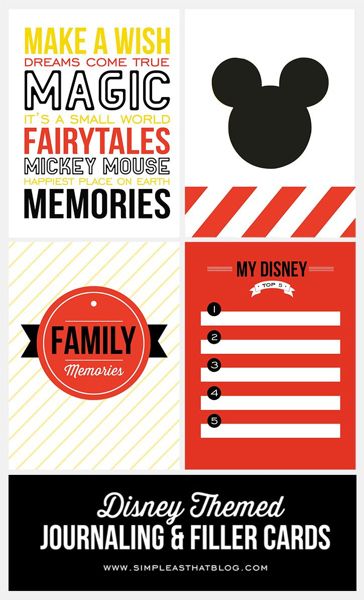 Disney Themed Journaling And Filler Cards | Free Printables intended for Free Printable Disney Stickers For Scrapbooking