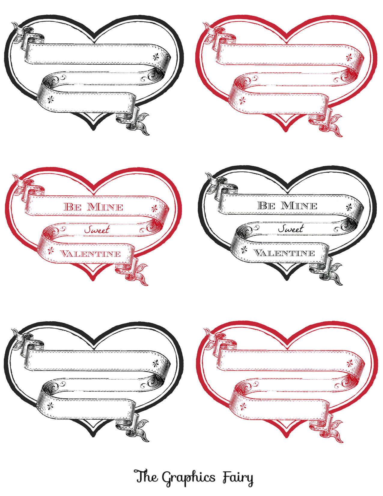 12 Printable Valentine Heart Images! - The Graphics Fairy for Free Valentine Heart Printables