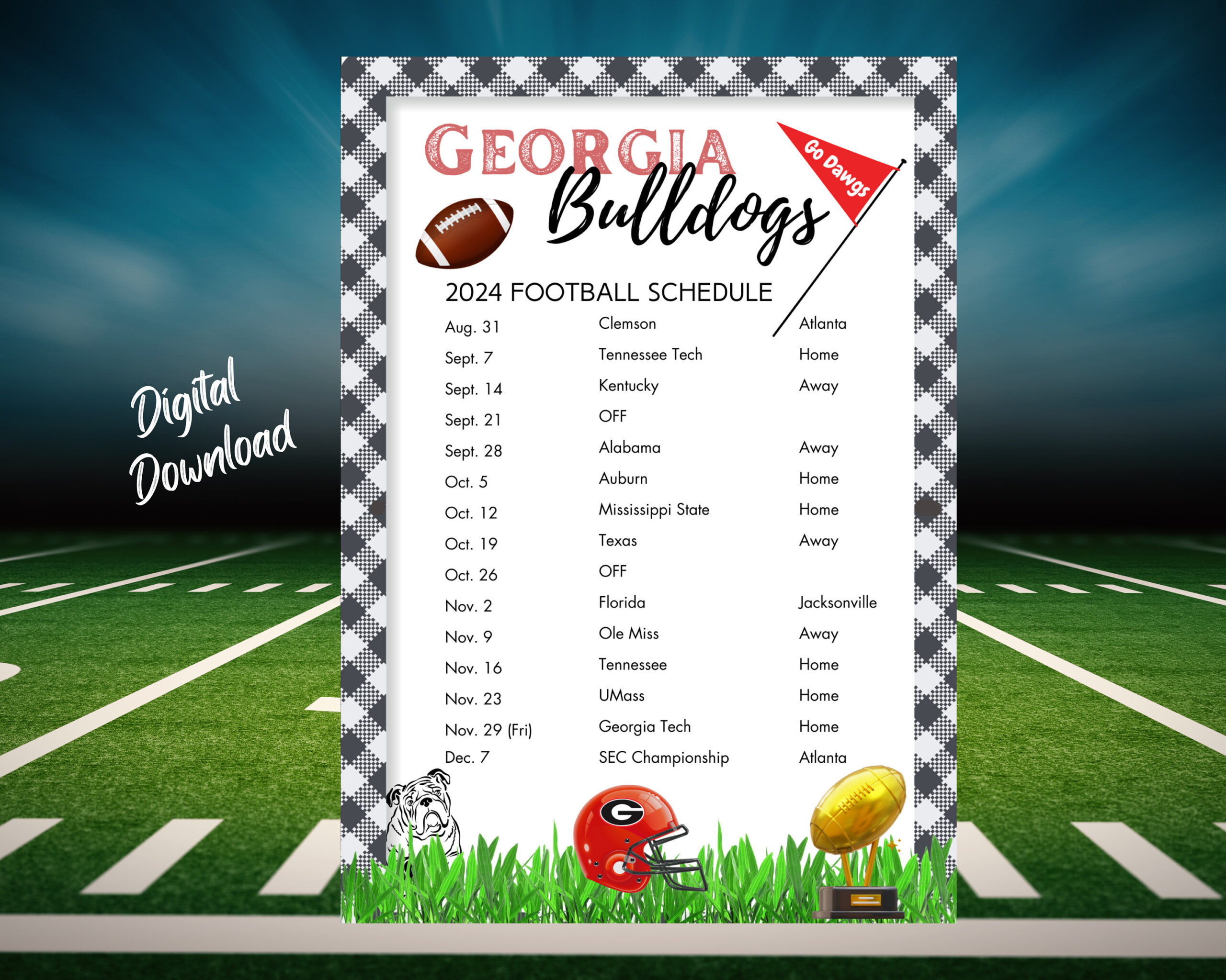 2024 University Of Georgia Printable Football Schedule Uga pertaining to Georgia Bulldogs 2024 Free Printable Schedule