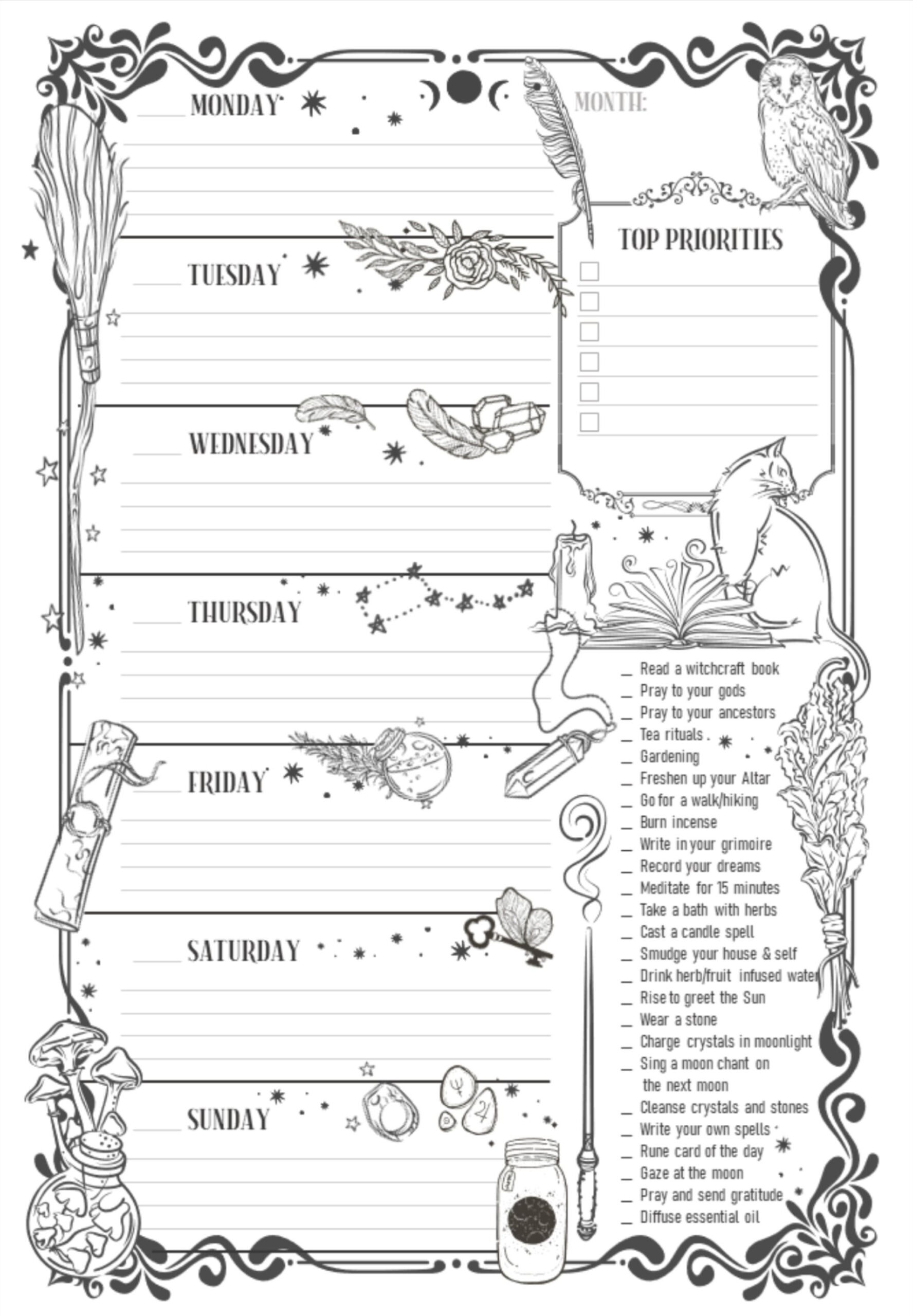 Baby Witch&amp;#039;S Grimoire Weekly Journal within A Year And A Day Witchcraft Free Printables