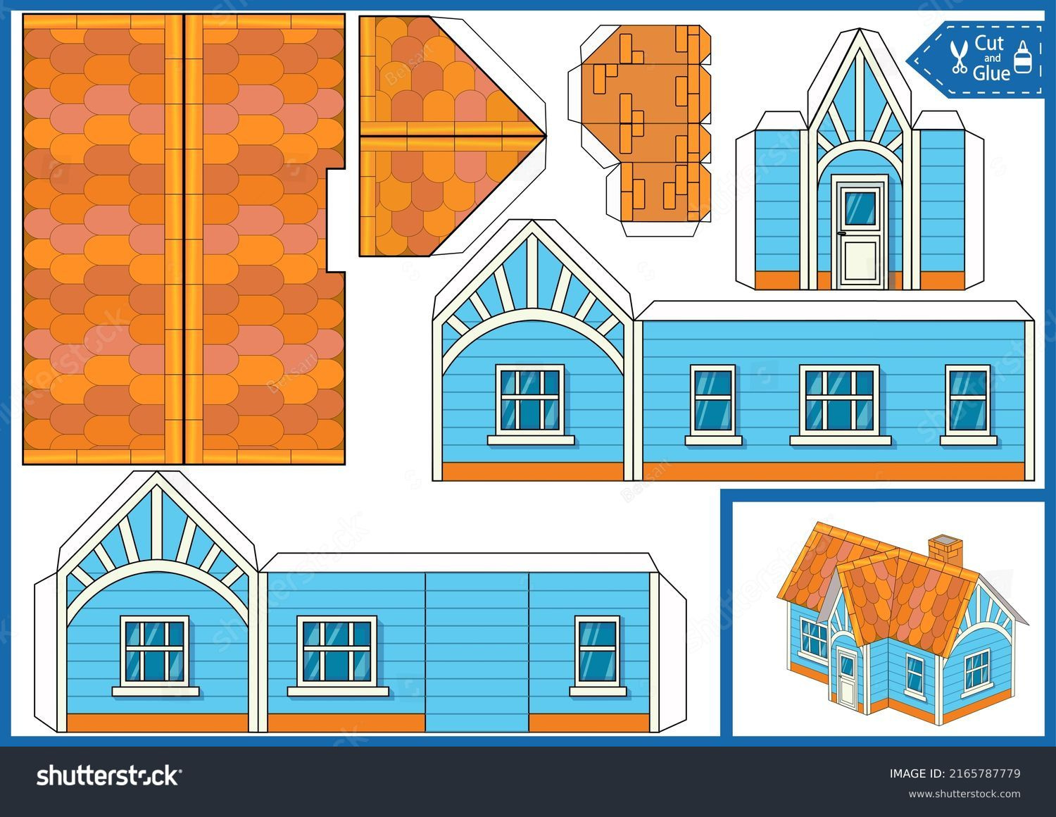 Cut Glue House: Over 578 Royalty-Free Licensable Stock for Free Printable DIY House Blueprints