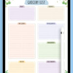 Download Printable Grocery List Template   Floral Style Pdf Pertaining To Happy Planner Printables Free Mini Size Shopping List