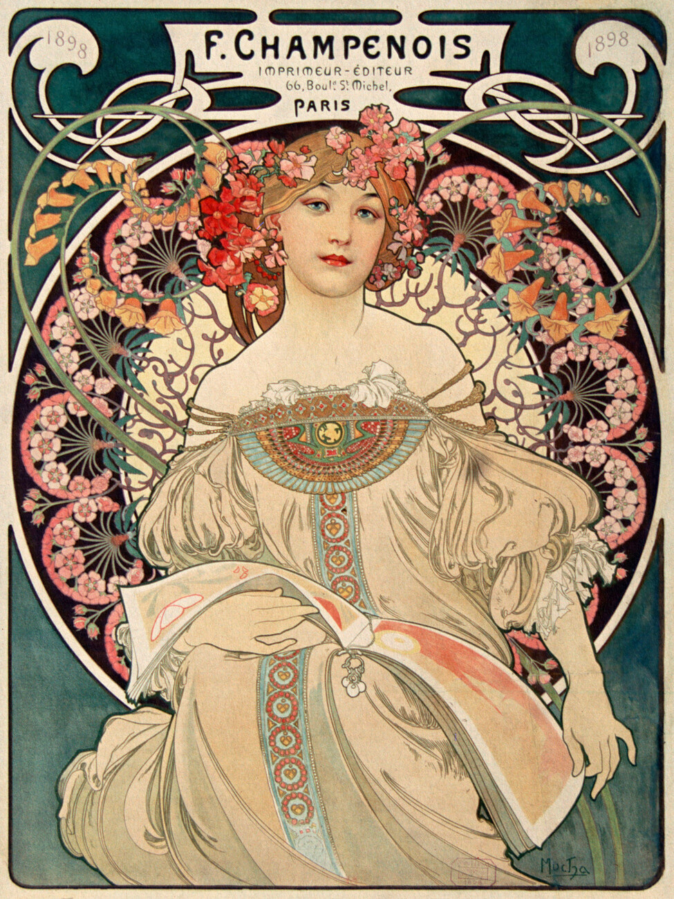 F. Champenois, Alfons Mucha | Reproductions Of Famous Paintings throughout Old Mucha Prints Printable Free