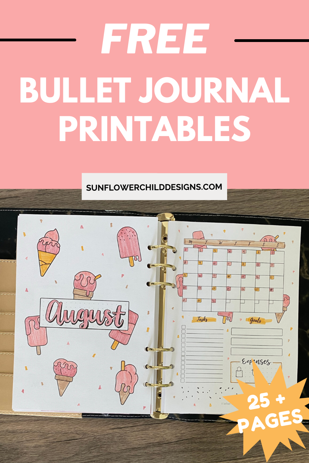 Free Bullet Journal Printables 25+ Pages With Doodles — Sunflower within Free Printable Bullet Journal Book Journal