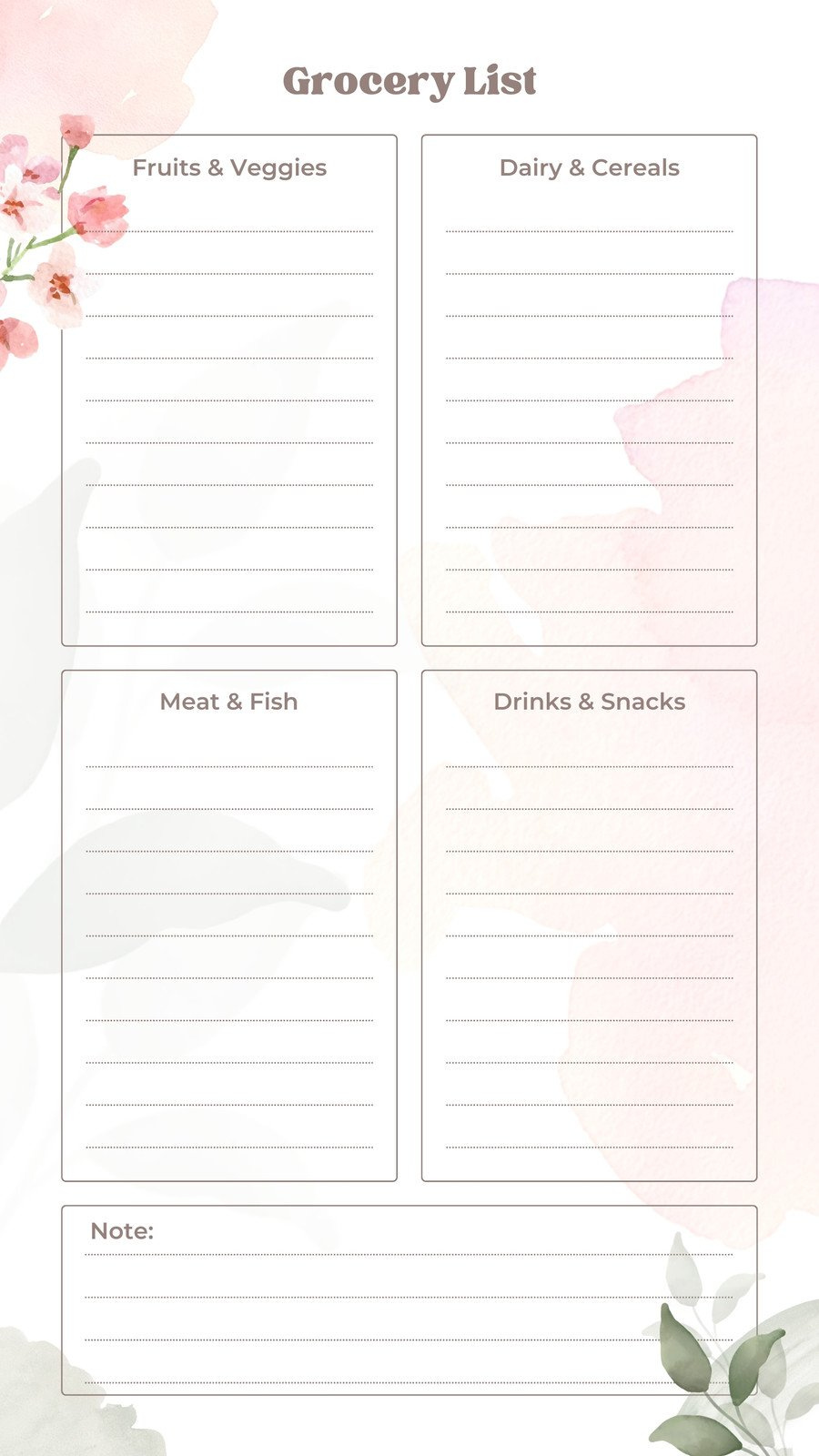 Free Printable And Customizable Grocery List Templates | Canva for Free Printable Grocery List