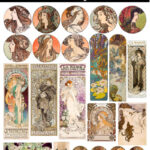 Free Printable Art Nouveau Collage Sheets — The Art Scavenger Throughout Old Mucha Prints Printable Free