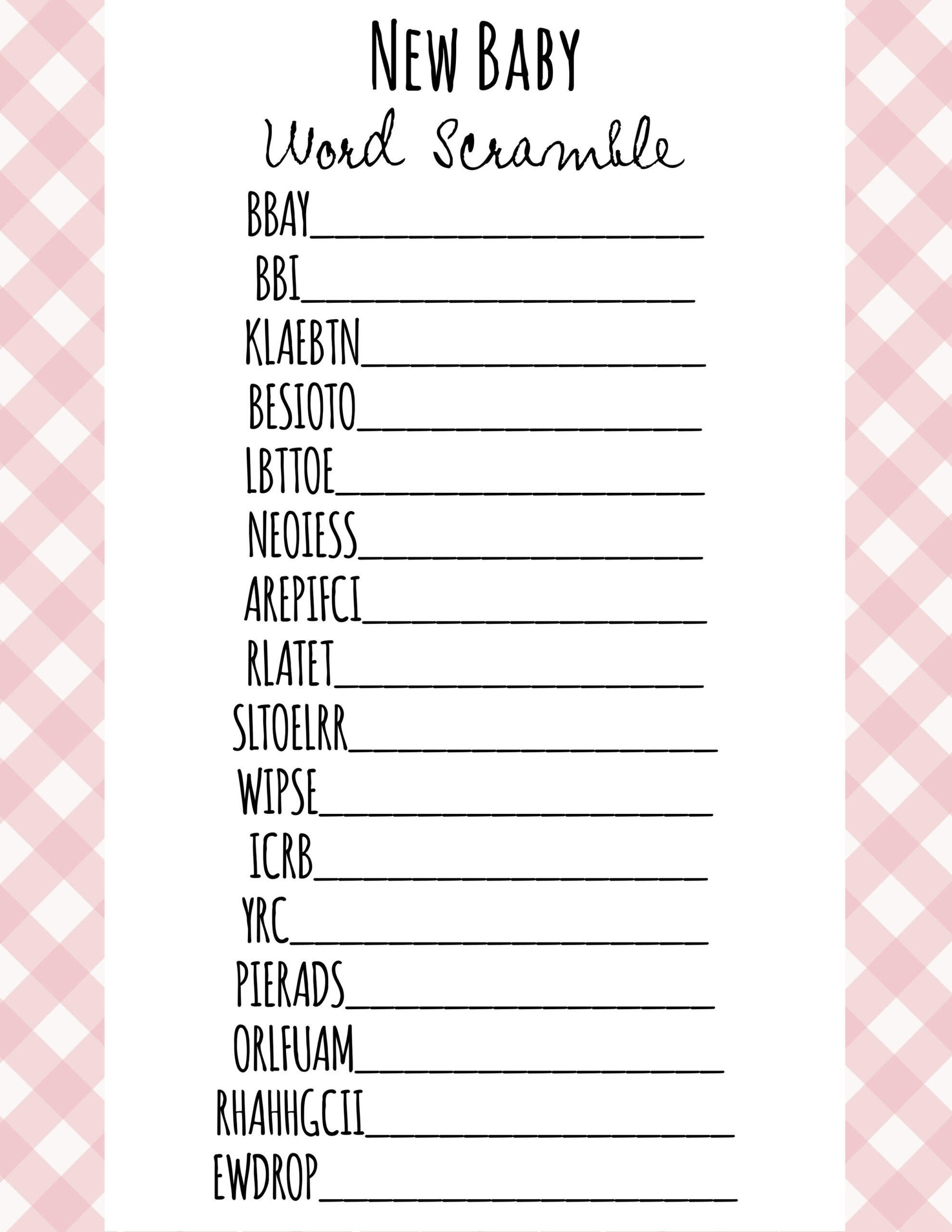 Free Printable Baby Shower Games - Download Instantly! with Free Printable Baby Shower Games