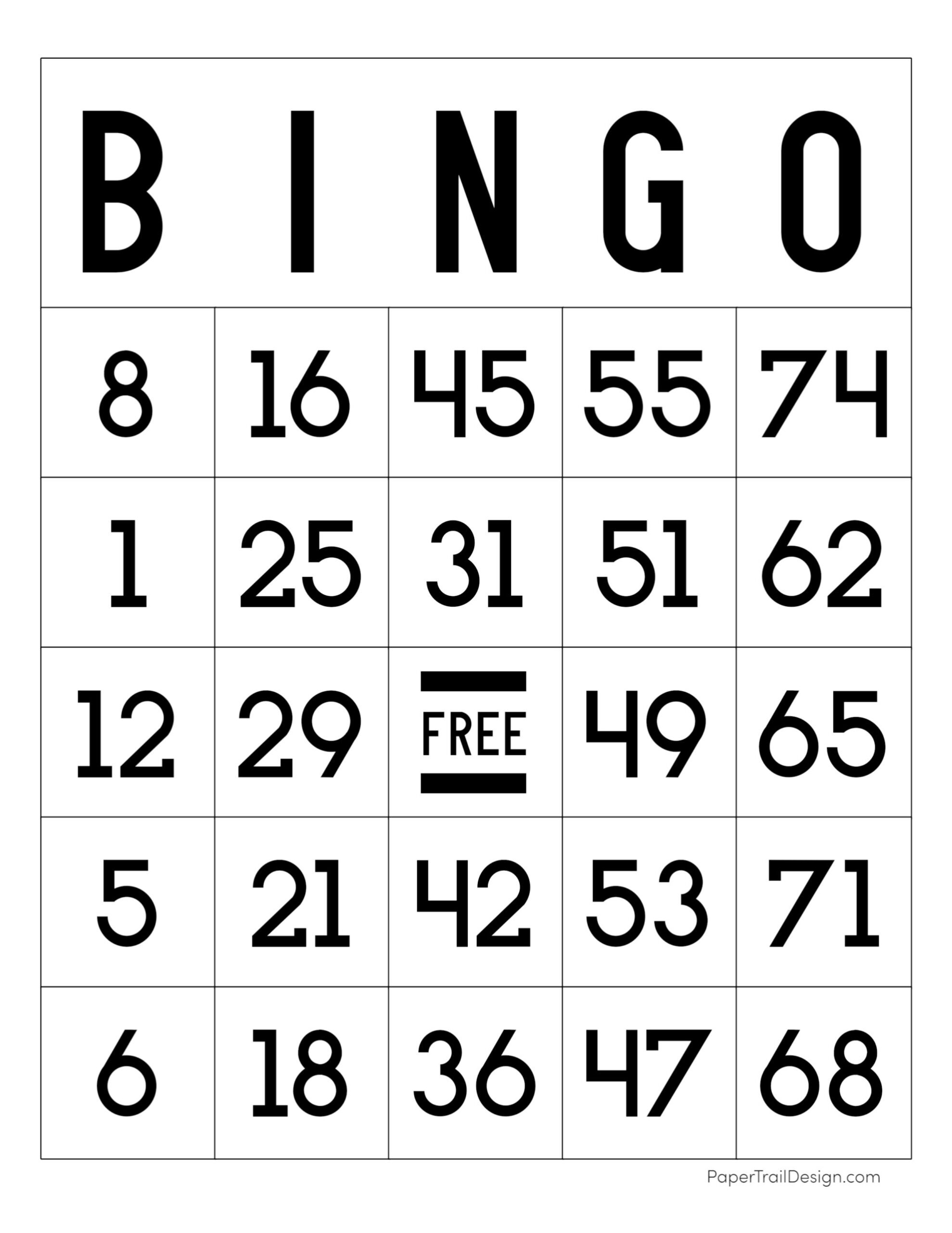 Free Printable Bingo Cards - Paper Trail Design with regard to Bingo Cards Printable Free