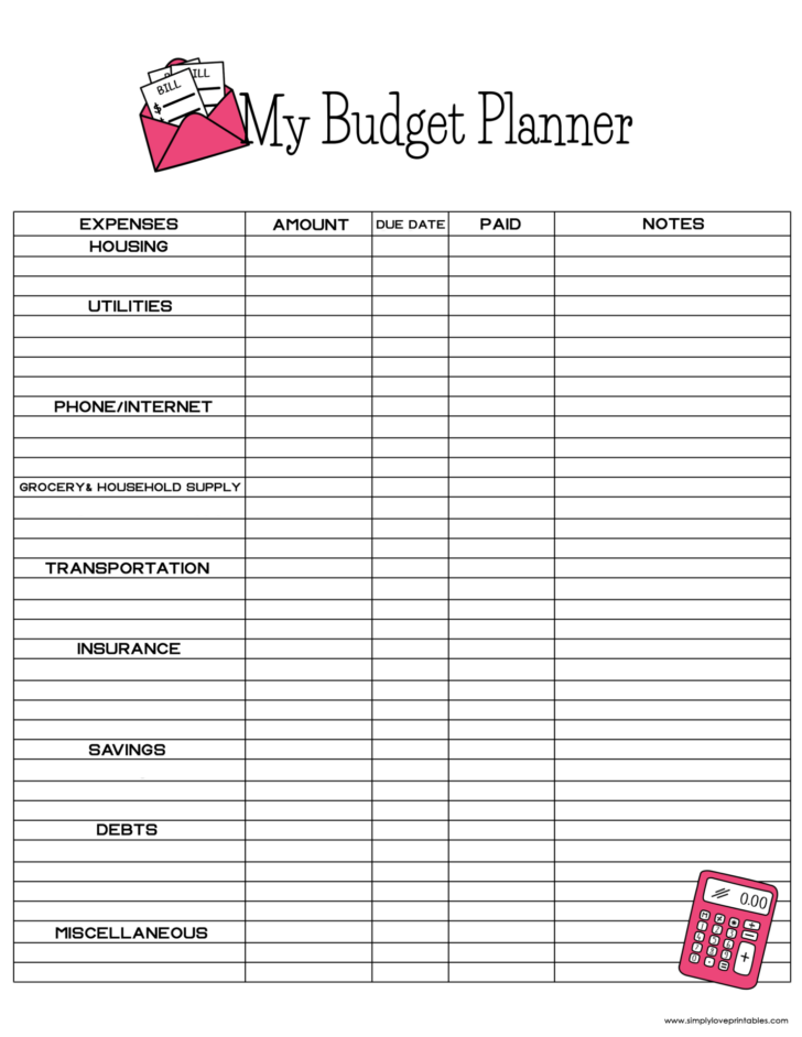 Free Printable Budget Worksheets