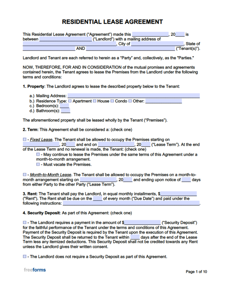 Simple Rental Agreement Free Printable