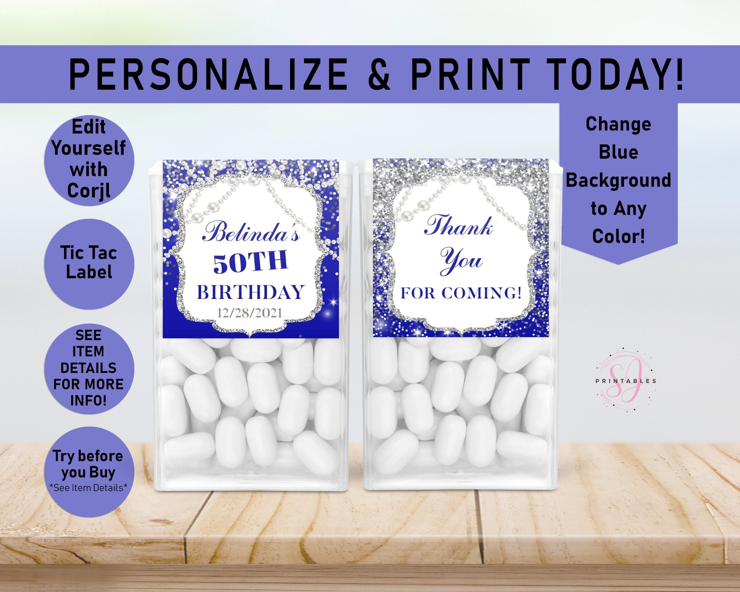 Glitter And Pearls Birthday Tic Tac Label Template, Tic Tac Favor within Adult Tic Tac Labels Free Printable