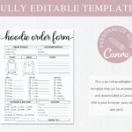 Hoodie Order Form Template I Editable Canva Invoice Template I T Pertaining To Custom Sweatshirt Order Form Template Free Printable