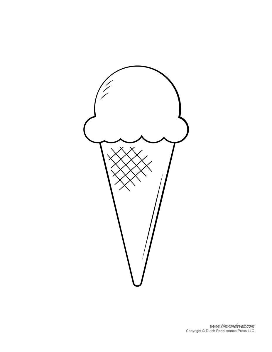 Ice Cream Templates And Coloring Pages For An Ice Cream Party inside Simple Ice Cream Cone Template Printable Free