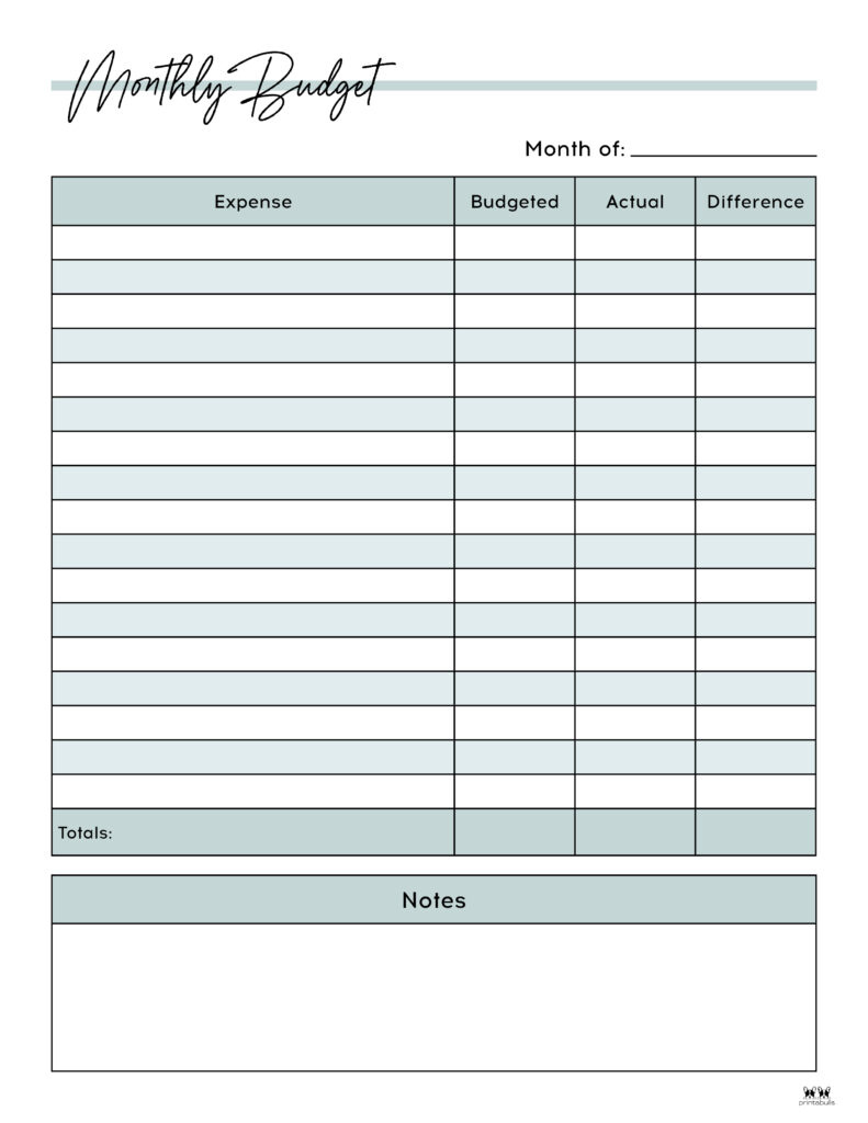 Monthly Budget Planners - 20 Free Printables | Printabulls regarding Budget Sheets Free Printable