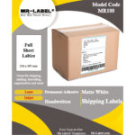 Mr Label White Parcel Shipping Labels   For Packages | Parcels | Diy    Self Adhesive Stickers For Inkjet & Laser Printer   Full A4 Sheet Regarding Free Printable Heavy Package Sticker