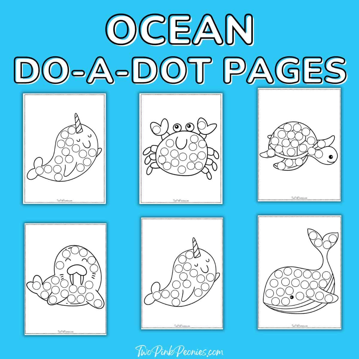 Ocean Dot Marker Pages {Instant Download} | Two Pink Peonies for Ocean Do a Dot Printables Free