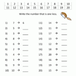 One Less Worksheet Within Free Printable 9 Years Old Maths Worksheet