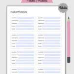 Printable And Fillable Password Tracker | 2 Version Regarding Printable Password Log App Free