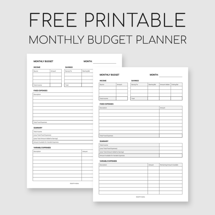 Free Printable Budget Sheet