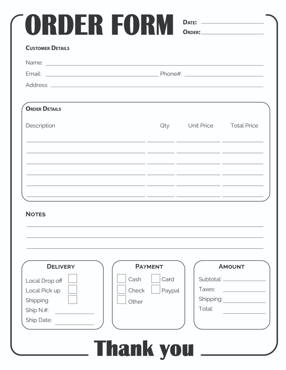 Printable Order Form Template (2 Options) - Freebie Finding Mom pertaining to Custom Sweatshirt Order Form Template Free Printable