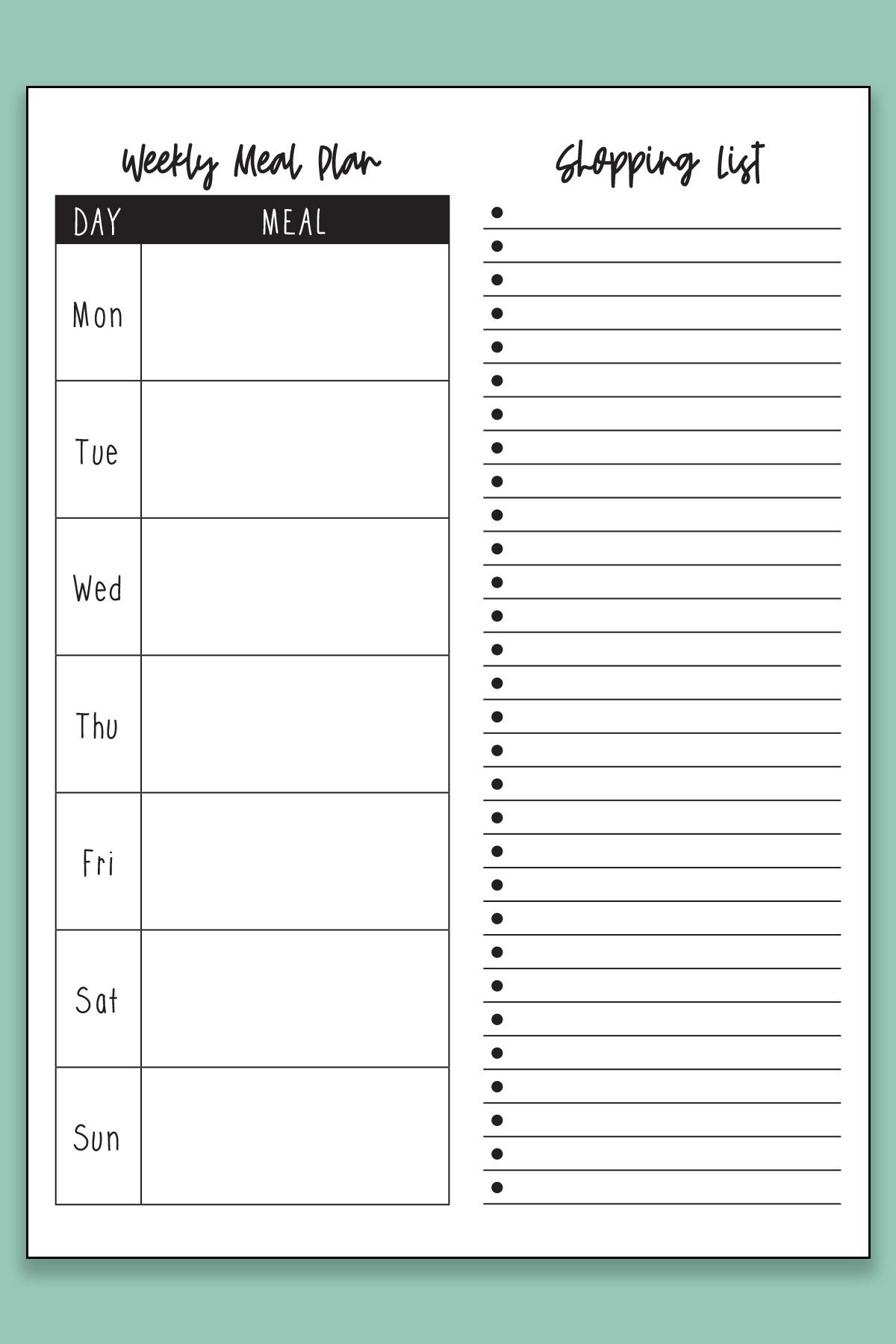 Printable Weekly Meal Planner With Grocery List inside Happy Planner Printables Free Mini Size Shopping List