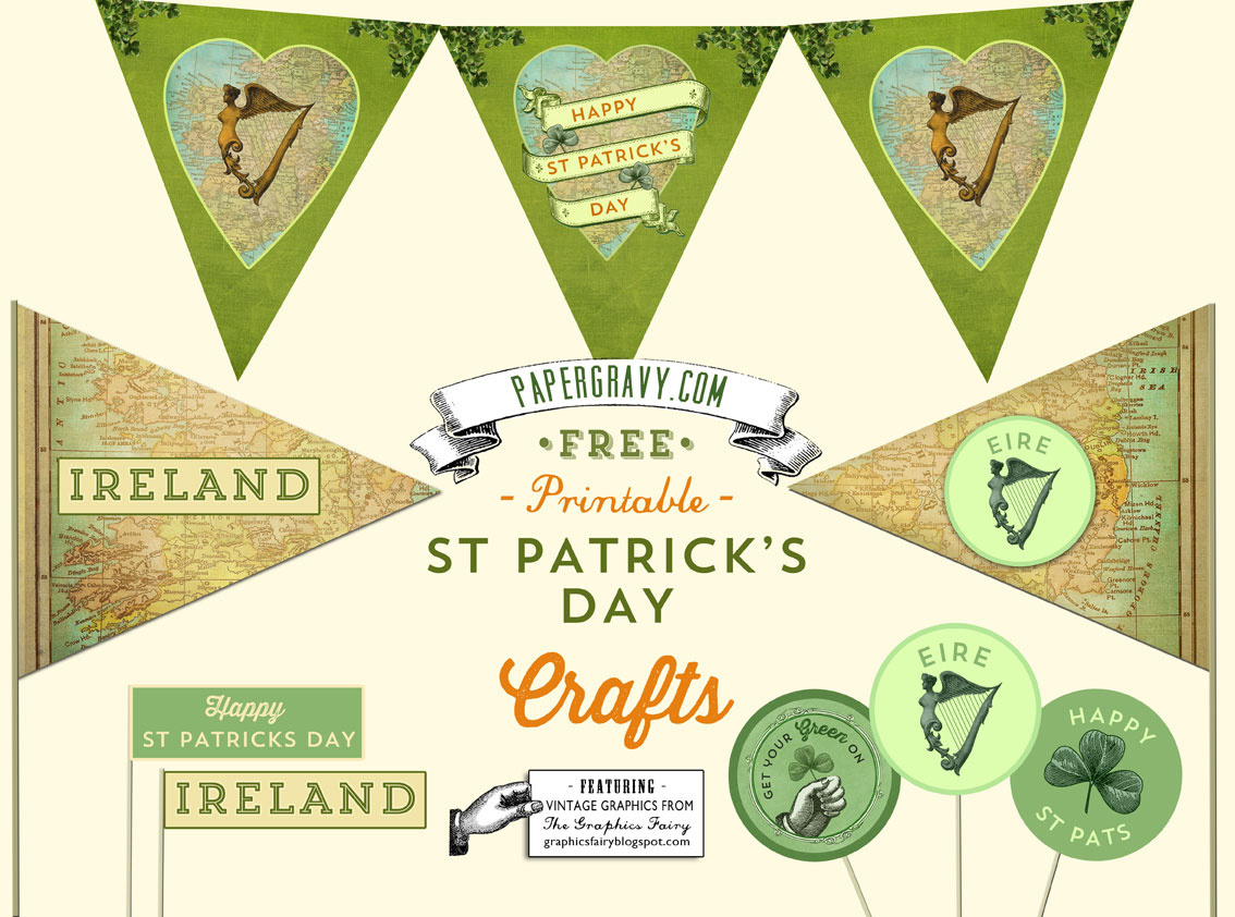 St. Patrick&amp;#039;S Day Banner Printables! - The Graphics Fairy in Free Vintage Irish Printable