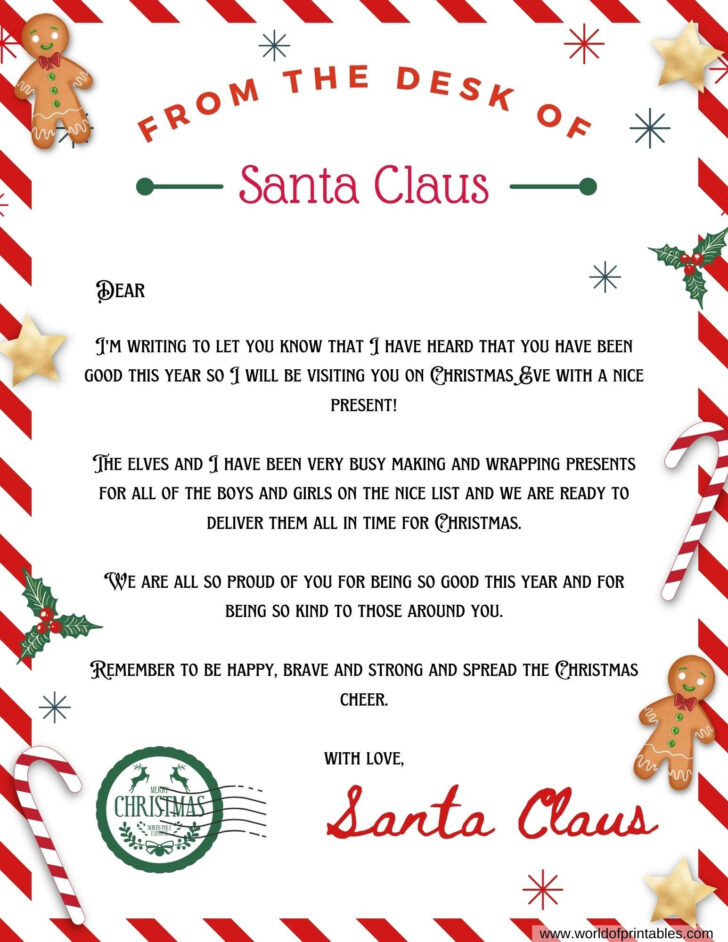 Printable Letter From Santa