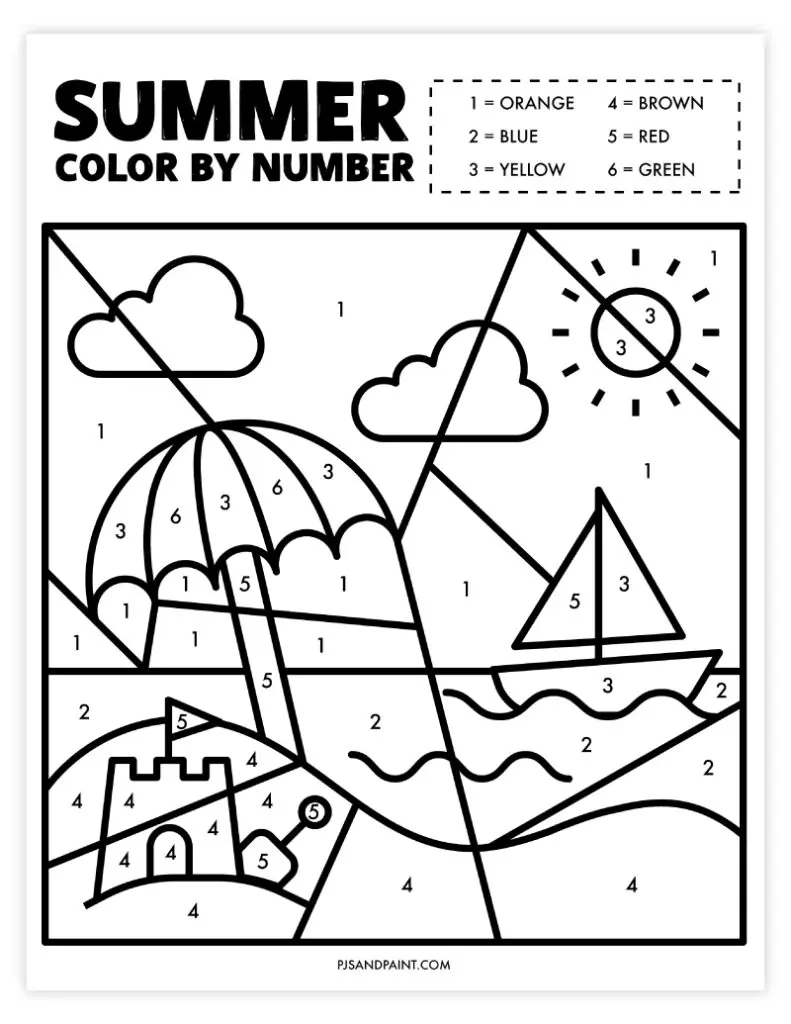 10 Free Printable Colornumber Worksheets - Pjs And Paint in Free Printable Color By Number