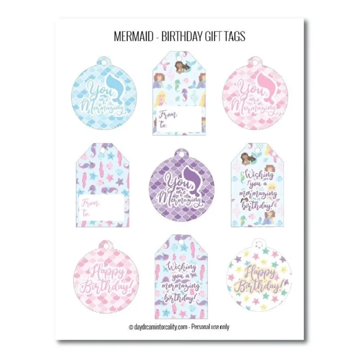 Free Printable Editable Girls Birthday Gift Tags Svg File