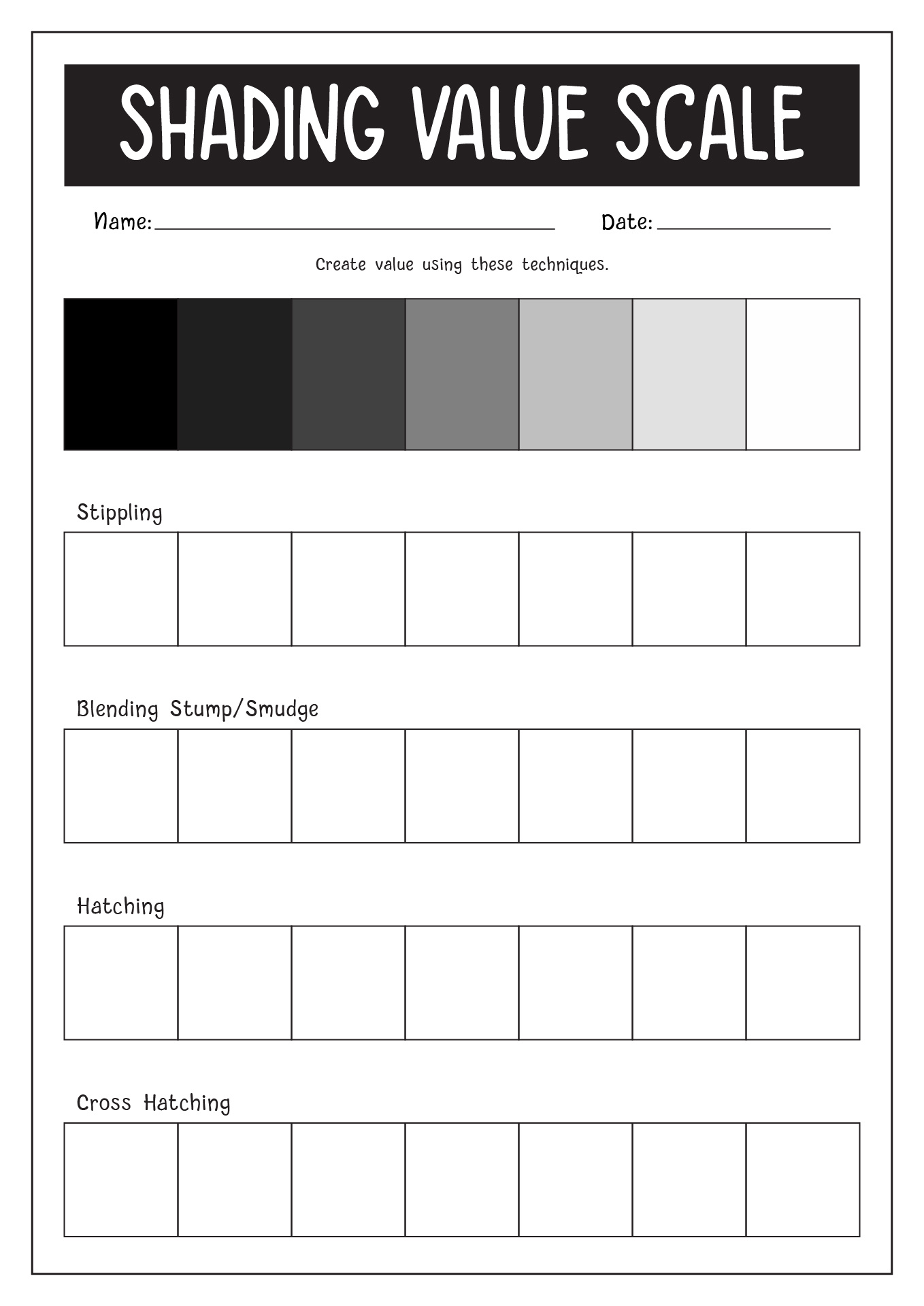 18 Value Scale Drawing Worksheet - Free Pdf At Worksheeto with Printable 10 Value Scale For Artists