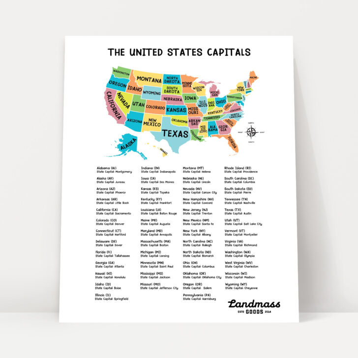 Printable Map of the United States And Capitals