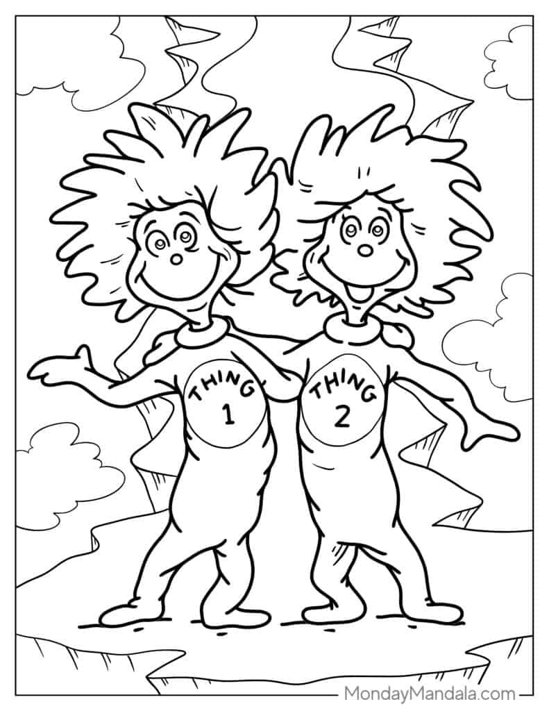 20 Cat In The Hat Coloring Pages (Free Pdf Printables) regarding Dr Seuss Coloring Printables