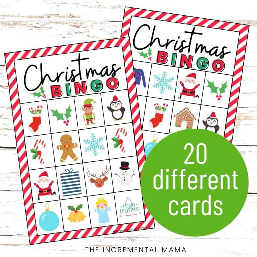 20 Free Printable Christmas Bingo Cards - The Incremental Mama inside Christmas Bingo Game Printable