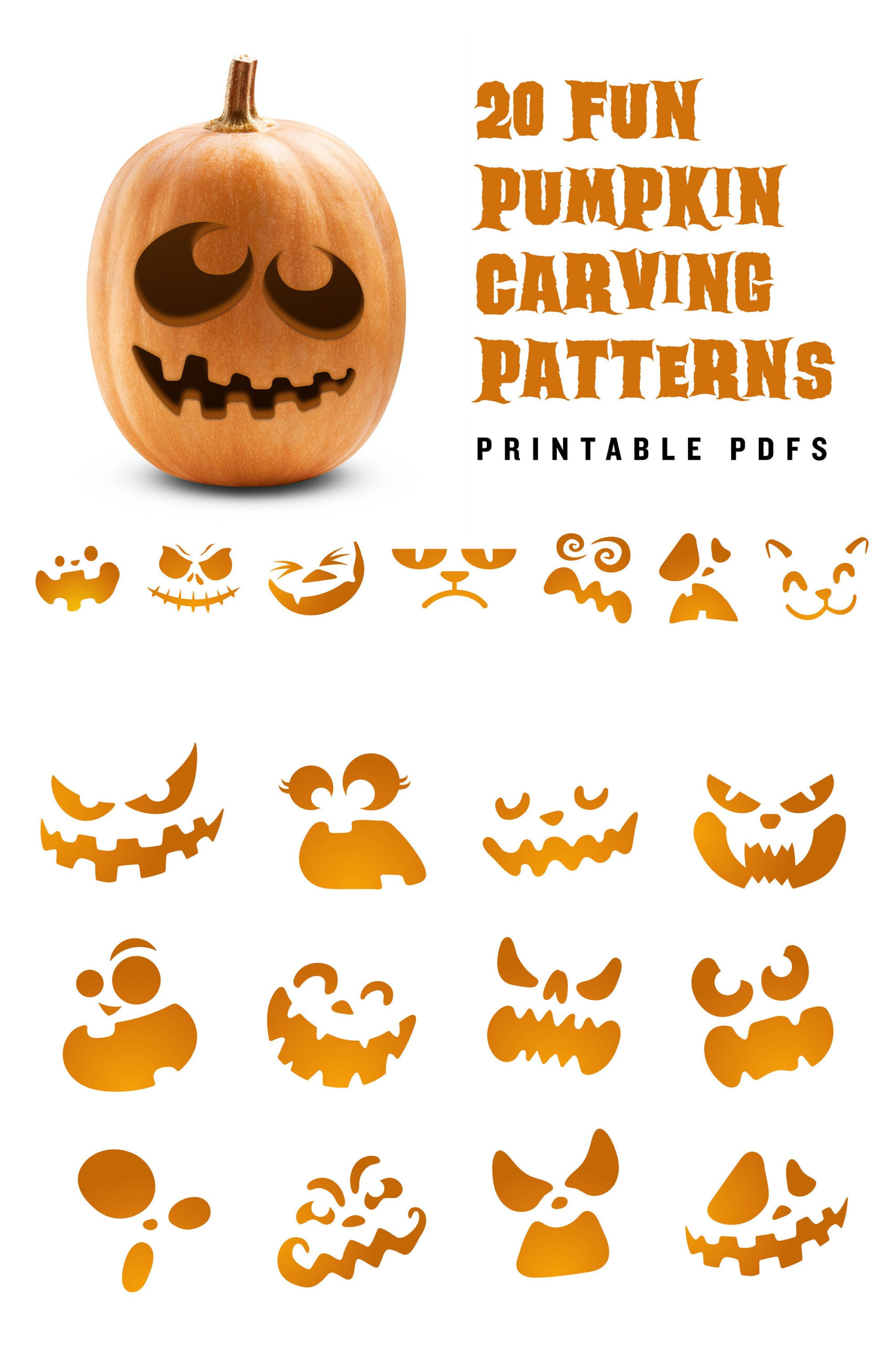 20 Printable Jack-O-Lantern Pumpkin Carving Patterns For Halloween with Printable Pumpkin Carving Patterns