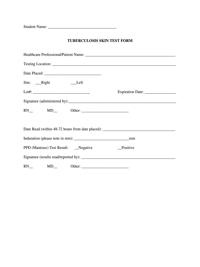 2016-2024 Bristol Community College Tuberculosis Skin Test Form within Blank Free Printable Tb Test Form