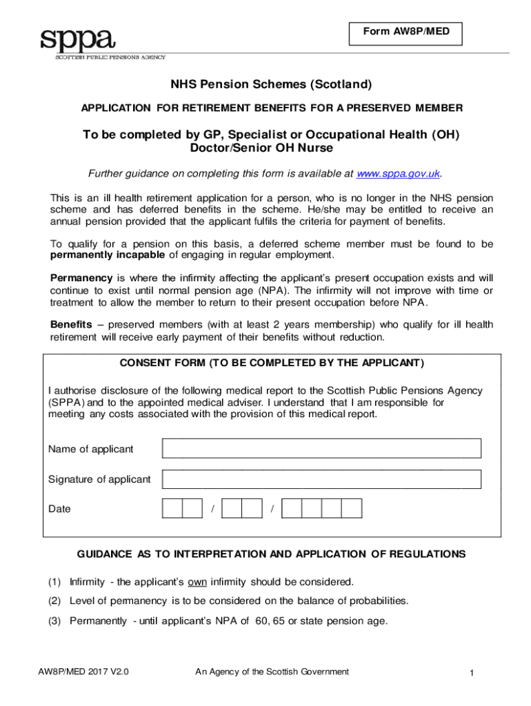 2017-2024 Form Uk Sppa Aw8/Med Fill Online, Printable, Fillable inside Uk Printable Pension Form