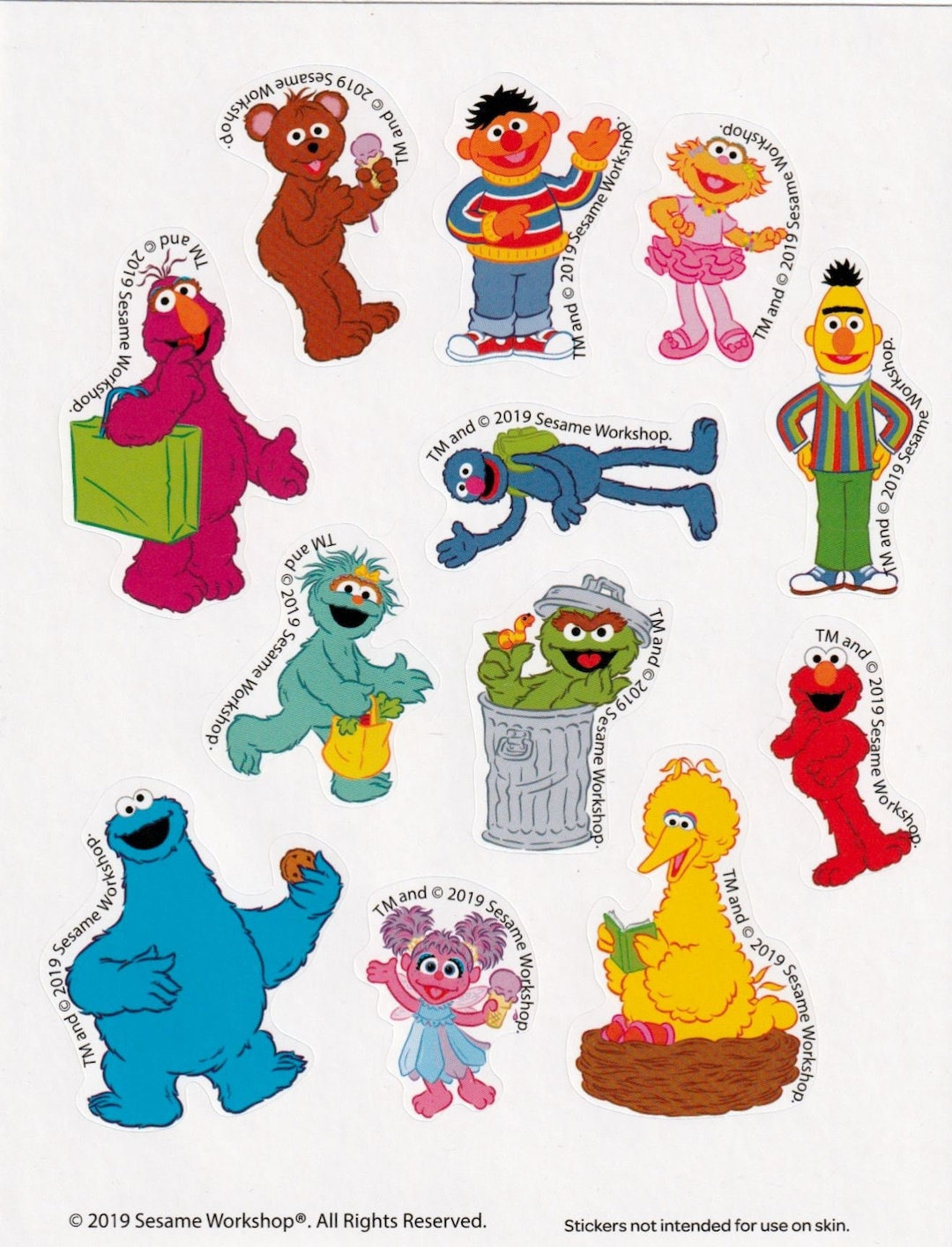 2019 Sesame Street Characters Sticker Sheet Of Elmo, Cookie, Bert, Ernie, And Big Bird Etc, 4.5 X 6 Sheet - Etsy.de for Printable Sesame Street Characters