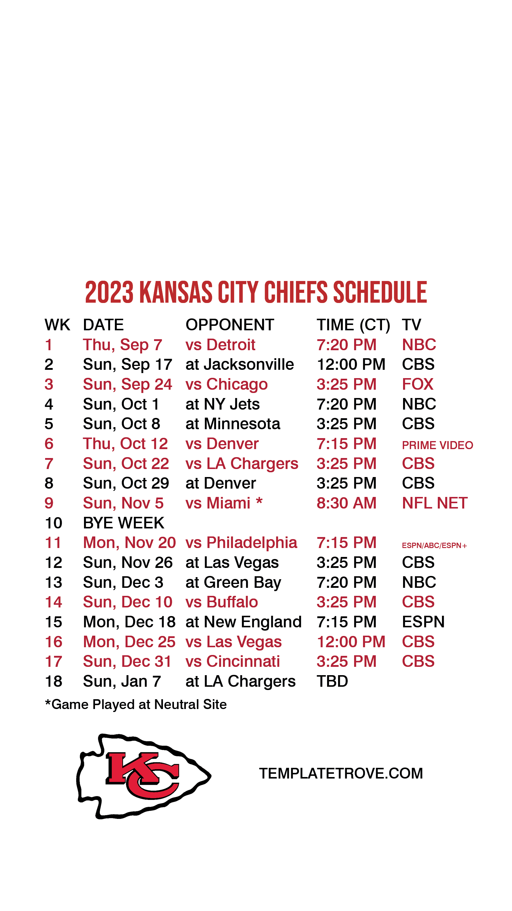 2023-2024 Kansas City Chiefs Lock Screen Schedule For Iphone 6-7-8 throughout Chiefs Schedule 2024 Printable