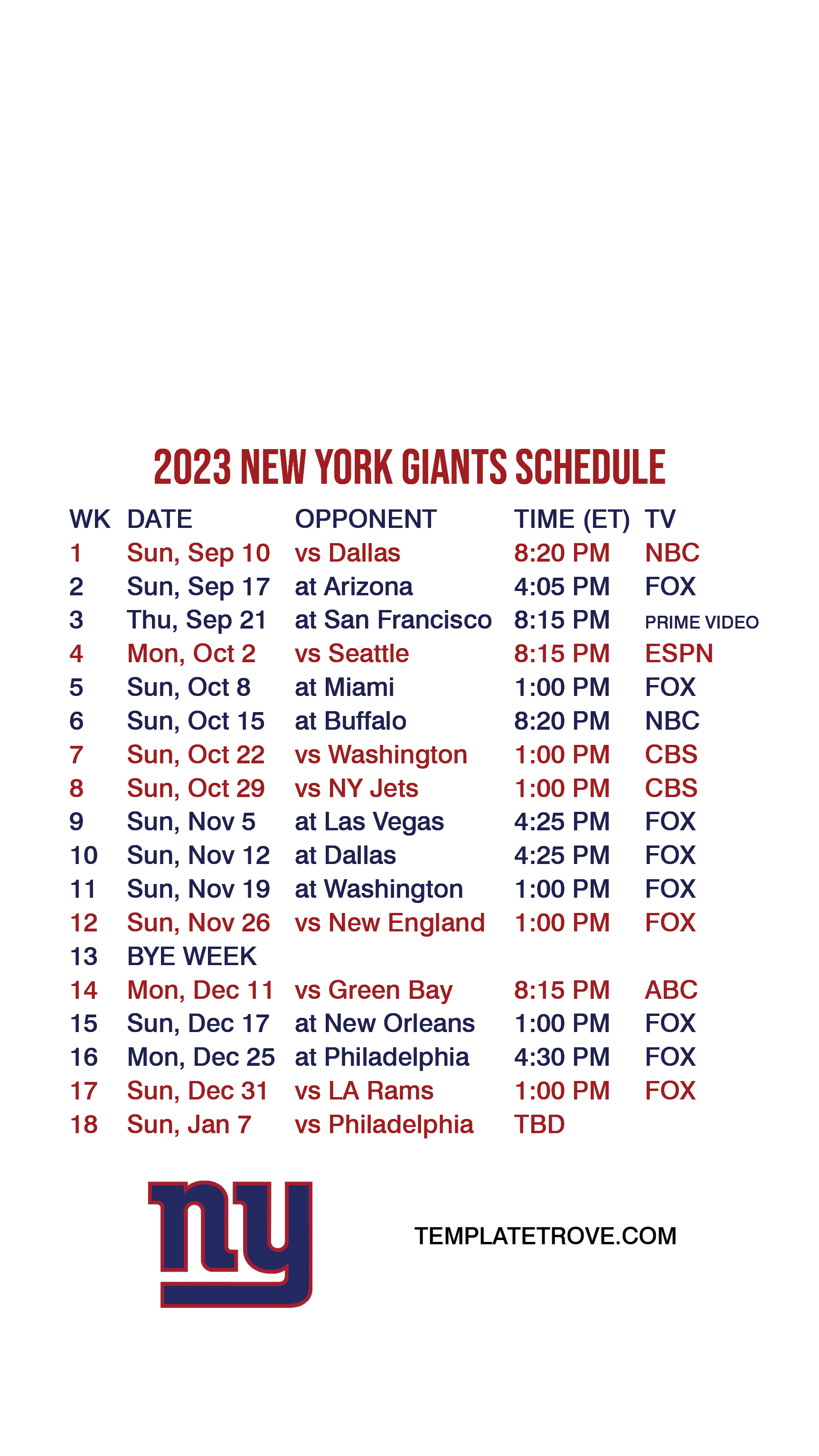 2023-2024 New York Giants Lock Screen Schedule For Iphone 6-7-8 Plus pertaining to Ny Giants Schedule 2024 Printable