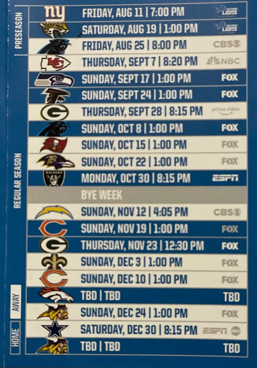 2023 Detroit Lions Pocket Schedule Nfl Draft 2024 Goff Hutchinson intended for Detroit Lions Schedule 2024 Printable