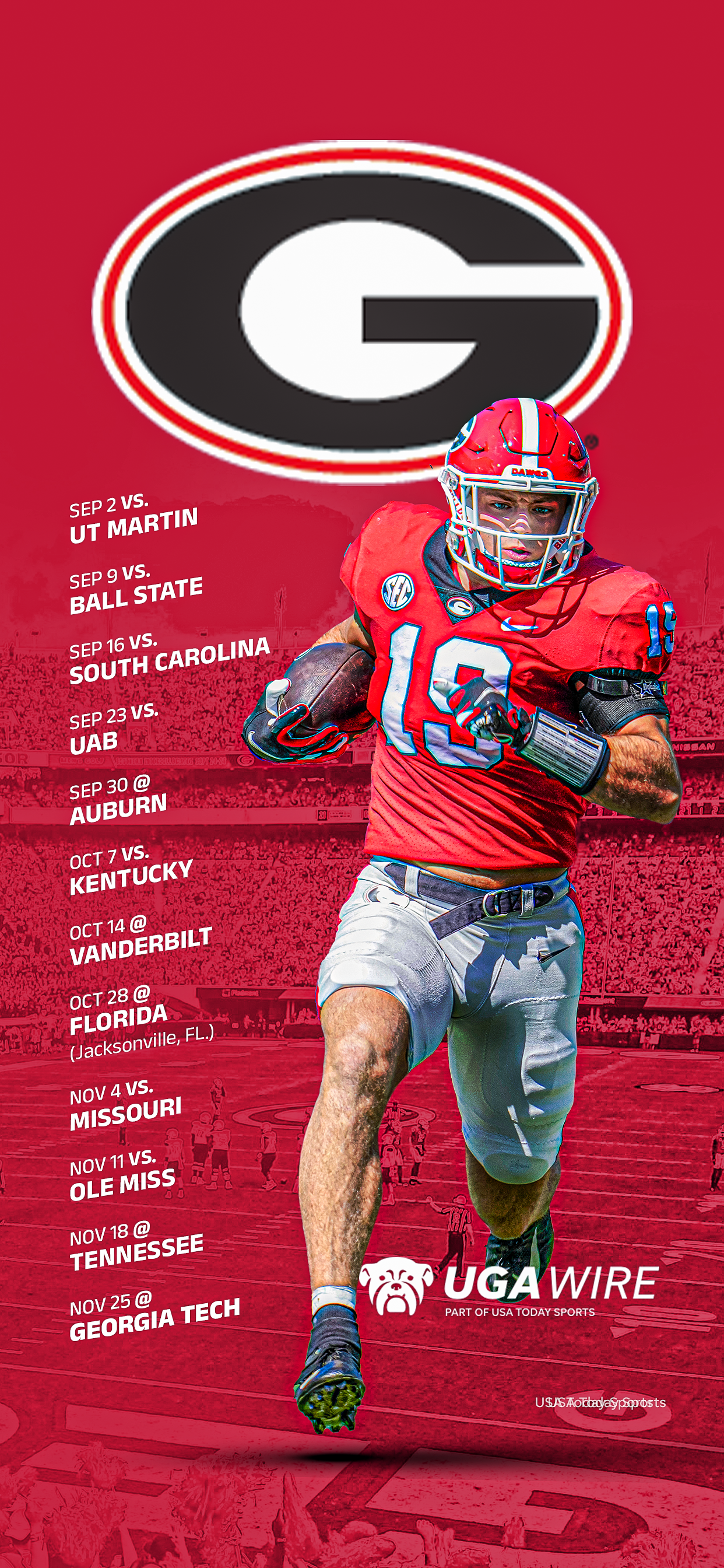 2023 Georgia Bulldogs Football Schedule: Downloadable Phone Wallpaper with Uga Football Schedule 2024 Printable