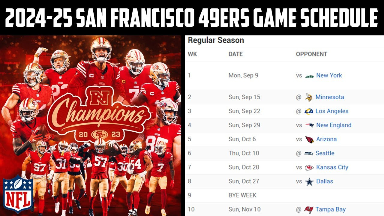 2024-25 San Francisco 49Ers Football Games Schedule inside 49Ers Schedule 2024-2025 Printable