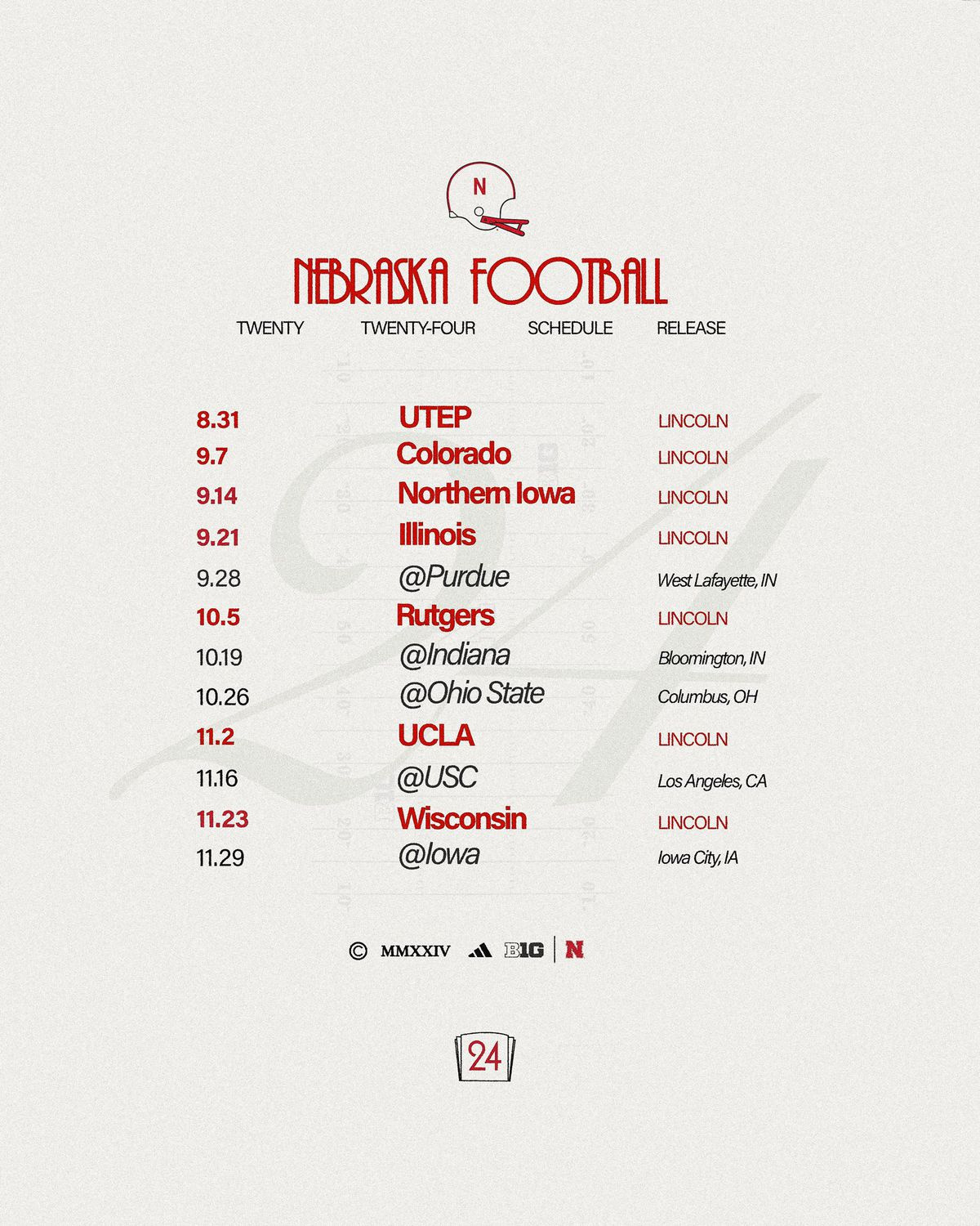 2024 Big Ten Football Schedules Released - Reaction To Nebraska&amp;#039;S regarding Nebraska Football Schedule 2024 Printable