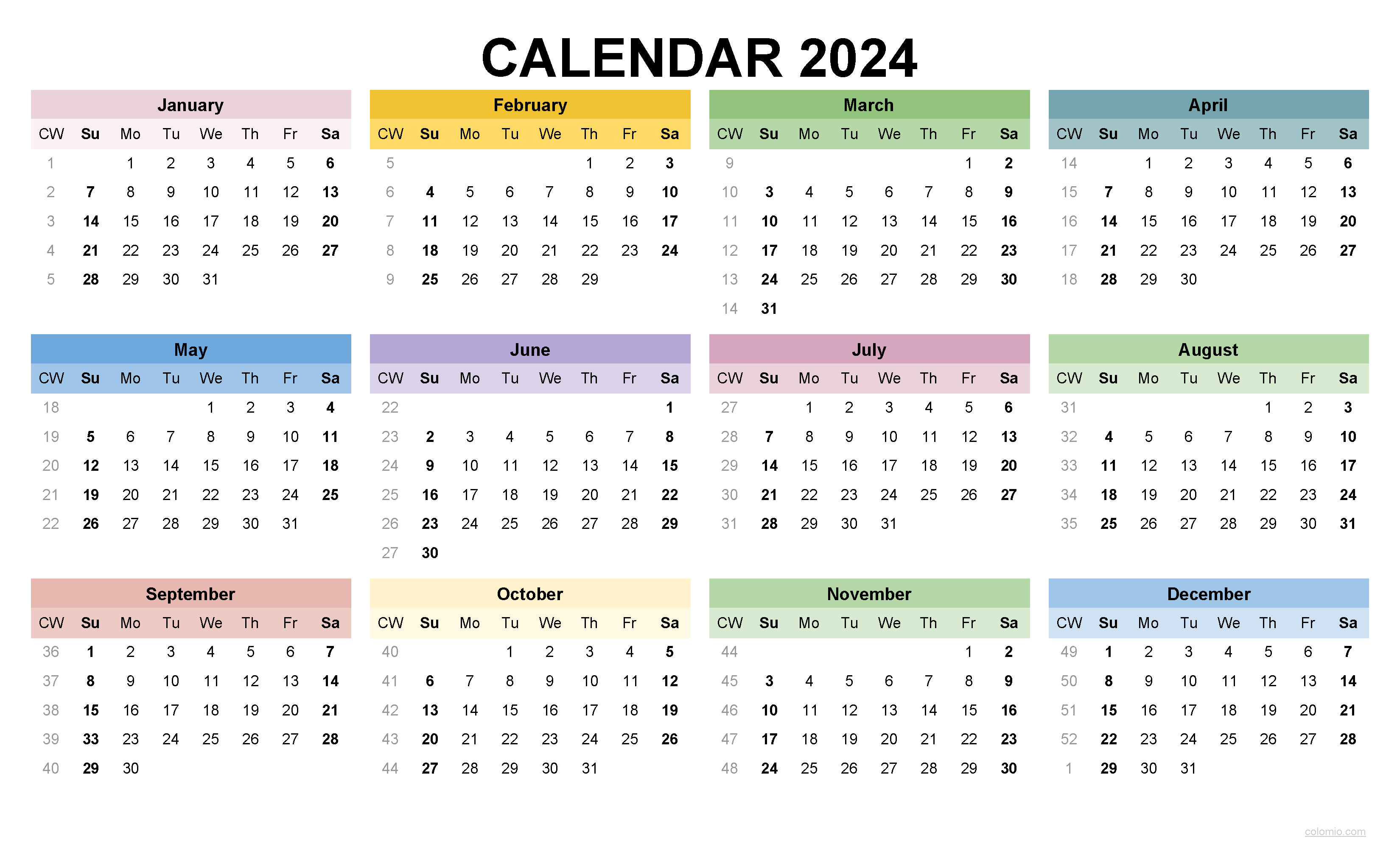 2024 Calendar Printable, ✓ Pdf, Excel And Image File - Free intended for Calendars 2024 Printable Free