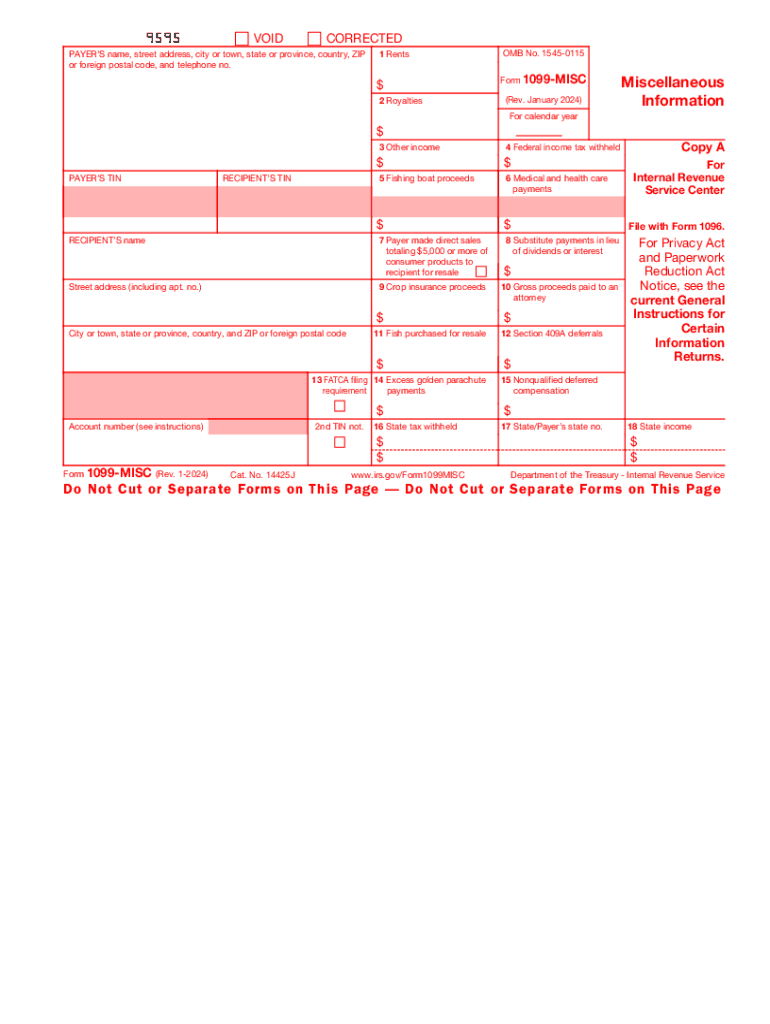 2024 Form Irs 1099-Misc Fill Online, Printable, Fillable, Blank throughout Printable 1099 Form 2024