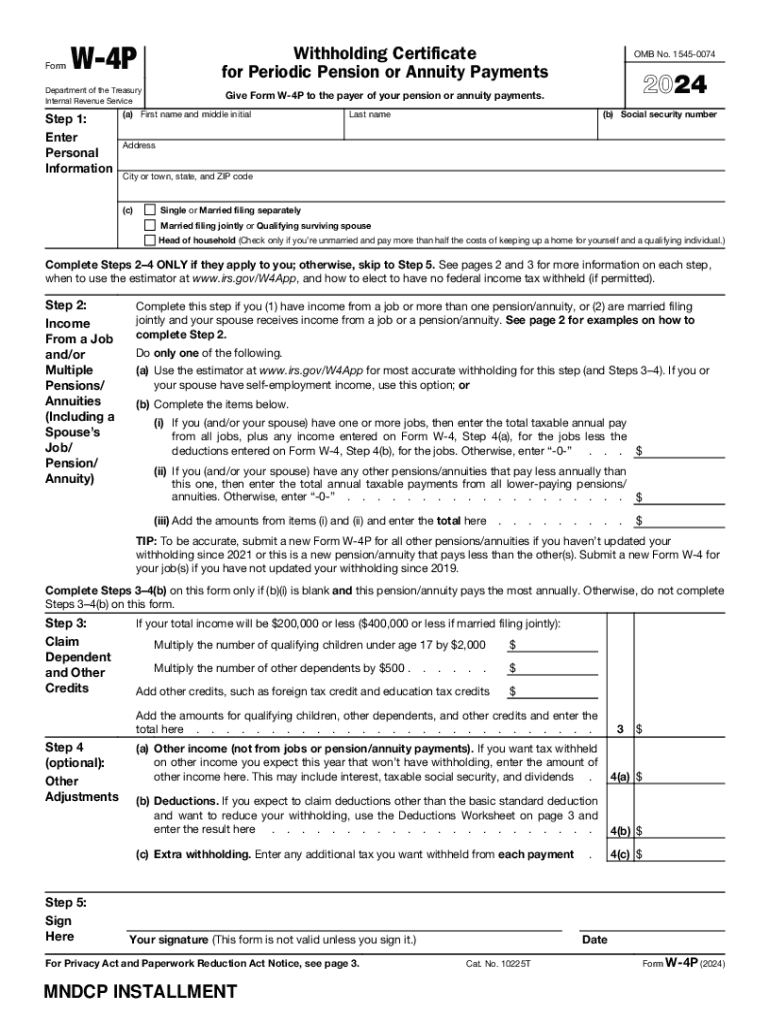 2024 Form Irs W-4P Fill Online, Printable, Fillable, Blank - Pdffiller regarding Printable Form W 4p