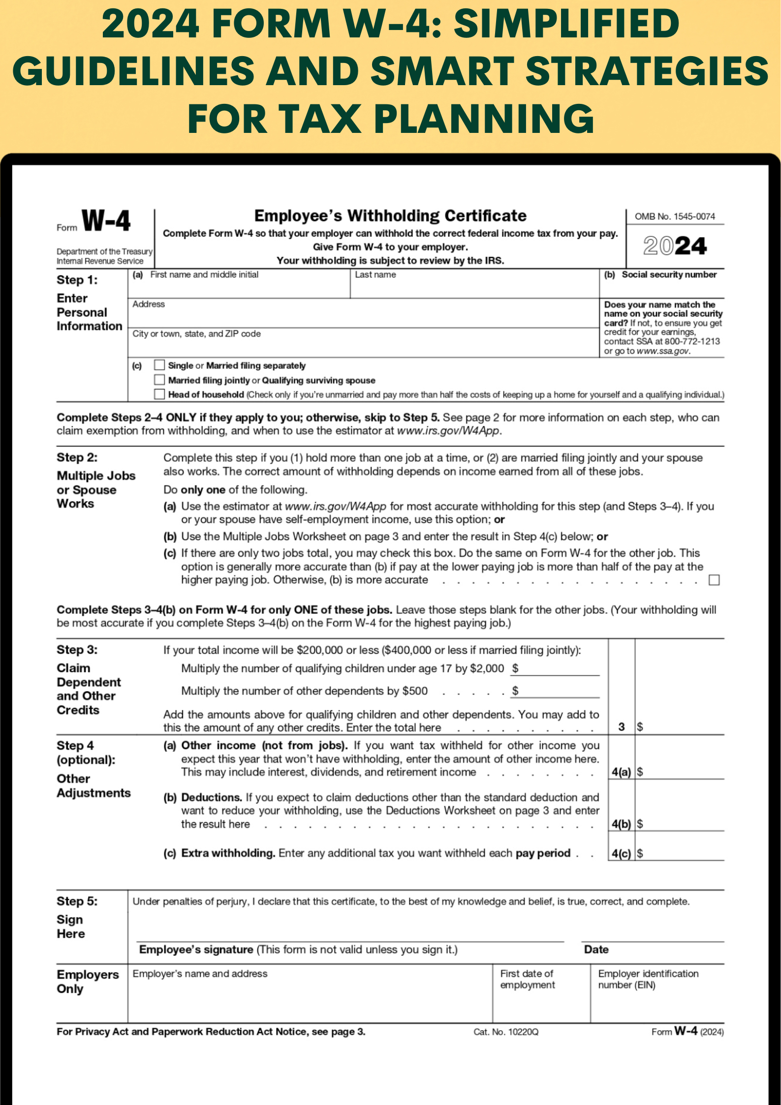 W4 Form 2024 Printable FREE Printables