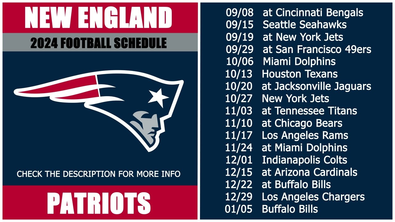 2024 New England Patriots Football Schedule regarding Patriots Schedule 2024 Printable