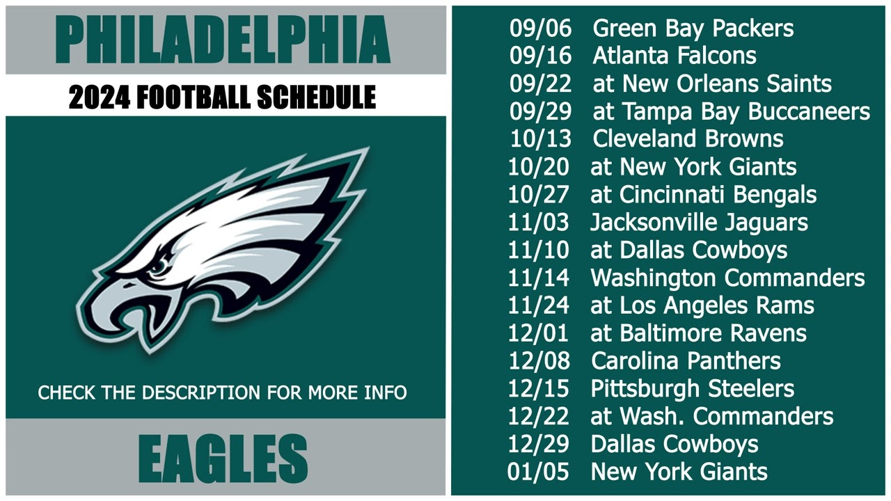 2024 Philadelphia Eagles Football Schedule in Eagles Schedule 2024 Printable