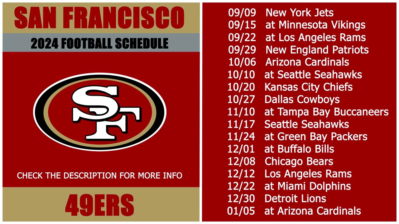 2024 San Francisco 49Ers Football Schedule with 49Ers Schedule 2024 Printable